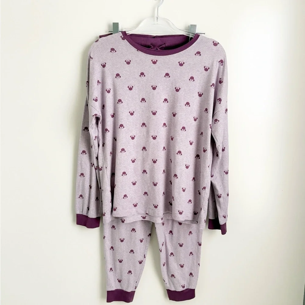 Disney | Women’s Purple Minnie Mouse All Over Long Sleeve Pajama Pants Set - Picture 4 of 14